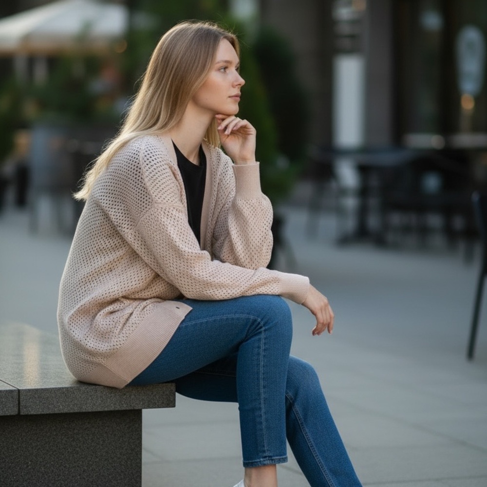 Michael kors Women’s Open-Front Cream Knit Cardigan Sweater